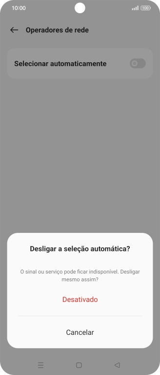 Prima Desativado para desativar a função e aguarde enquanto o telefone procura as redes.