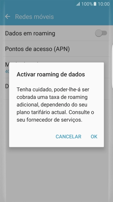 Se ativar a função, prima OK.