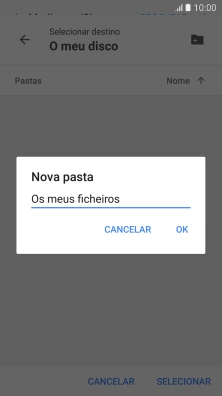 Introduza o nome pretendido para a pasta e prima OK.