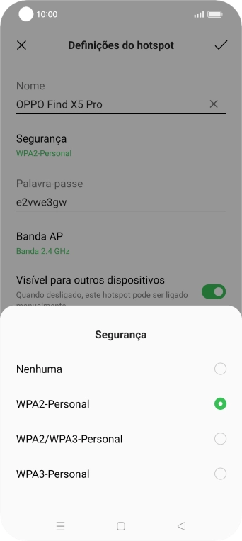 Prima WPA3-Personal para proteger o hotspot Wi-Fi com uma password.