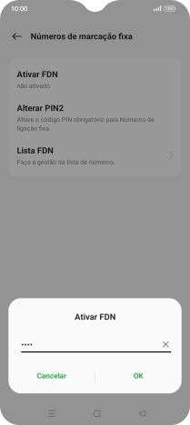 Introduza o código PIN2 e prima OK.