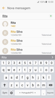 Prima o contacto pretendido.