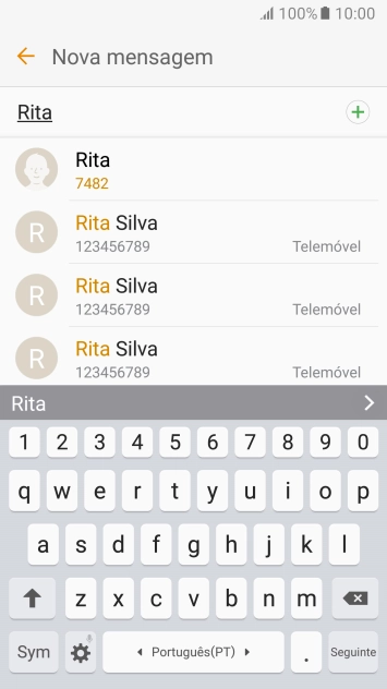 Prima o contacto pretendido.