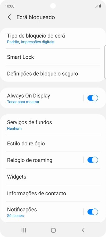 Prima Tipo de bloqueio do ecrã e introduza o código adicional de bloqueio do telefone que criou anteriormente.