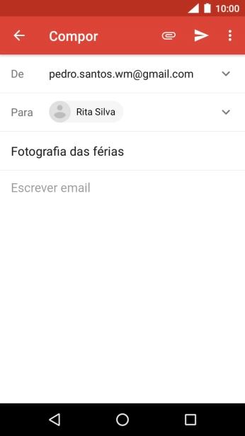 Prima o campo de escrita e escreva o texto do e-mail.