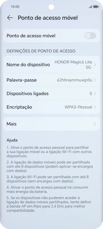 Prima Palavra-passe e introduza a password pretendida.