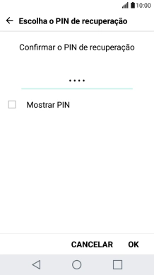 Introduza o código PIN novamente e prima OK.