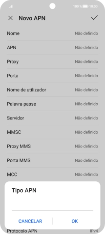 Introduza default e prima OK.