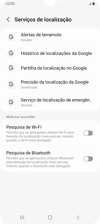 Prima Precisão da localização da Google.