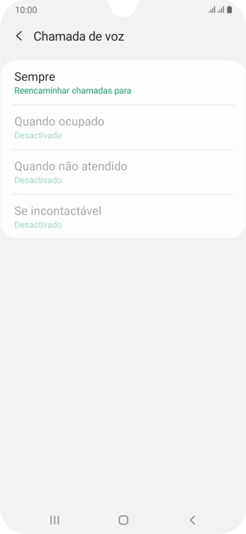 Prima o tipo de desvio pretendido.