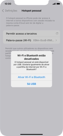 Se o Wi-Fi estiver desativado, prima Ativar Wi-Fi e Bluetooth.