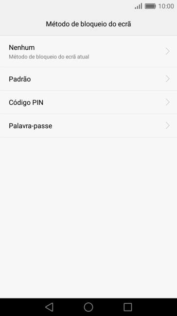 Prima Padrão, e deslize o dedo no ecrã ligando pelo menos quatro pontos, e repita o código de bloqueio escolhido