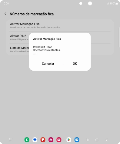Introduza o código PIN2 e prima OK.