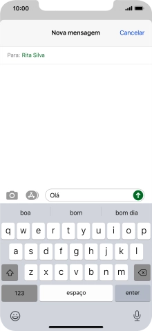 Prima o ícone para enviar.