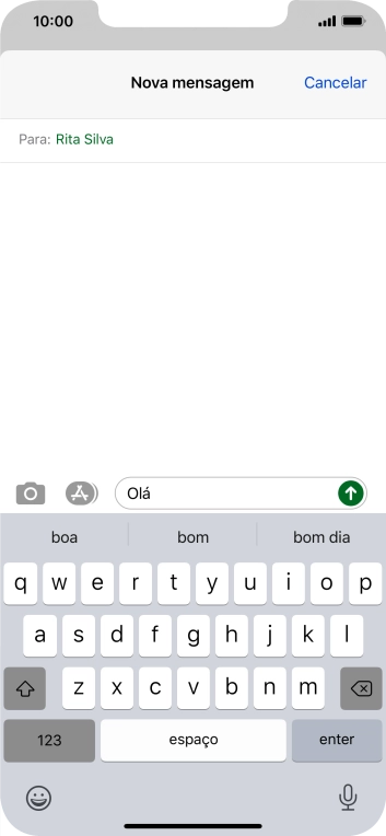 Prima o ícone para enviar.