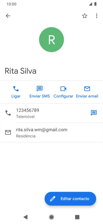 Prima o número de telefone pretendido.