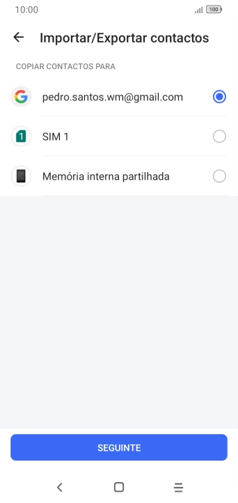 Prima o nome do cartão SIM.