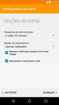 Se o ecrã mostrar esta imagem, a sua conta foi identificada e configurada automaticamente. Siga as indicações no ecrã para introduzir informações adicionais e concluir a configuração.