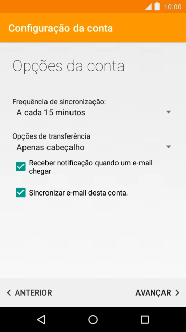 Se o ecrã mostrar esta imagem, a sua conta foi identificada e configurada automaticamente. Siga as indicações no ecrã para introduzir informações adicionais e concluir a configuração.