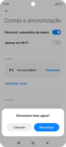 Se ativar a função, prima Sincronizar.