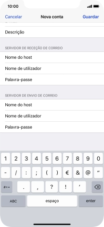 Prima Guardar. A sua conta de e-mail está agora configurada. Se pretender escolher definições adicionais para o servidor de receção e envio, siga os passos seguintes.