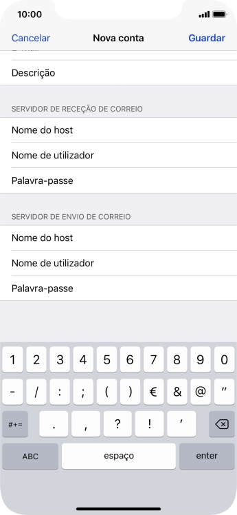 Prima Guardar. A sua conta de e-mail está agora configurada. Se pretender escolher definições adicionais para o servidor de receção e envio, siga os passos seguintes.