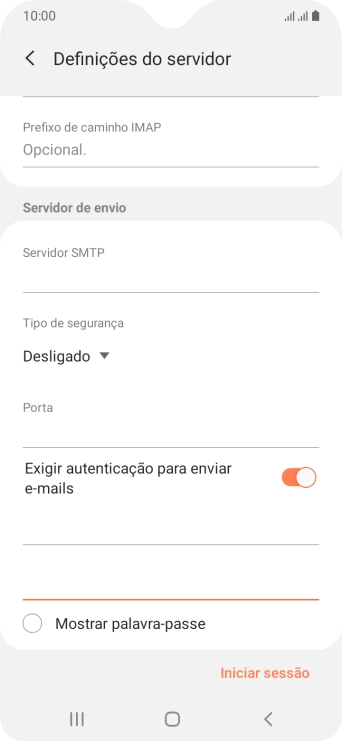 Prima Iniciar sessão.