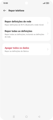 Prima Apagar todos os dados.