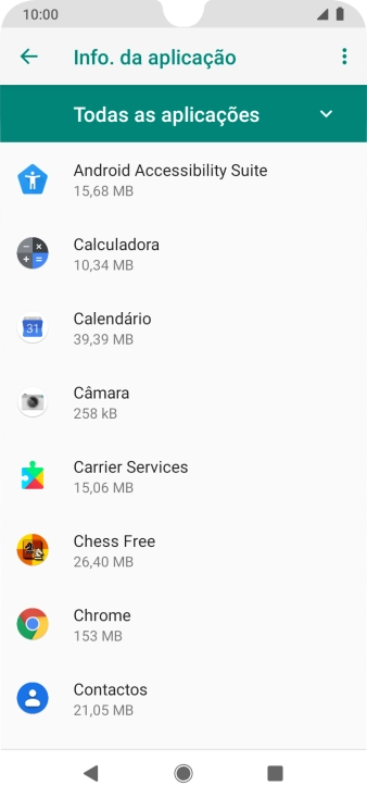 Prima a app pretendida.