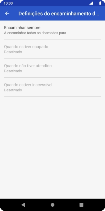 Prima o tipo de desvio pretendido.