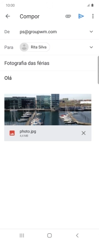 Prima o ícone para enviar quando terminar de escrever o seu e-mail.