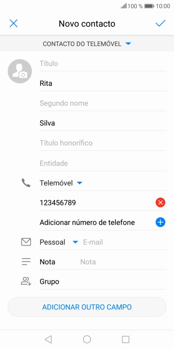 Prima o ícone para aceitar.