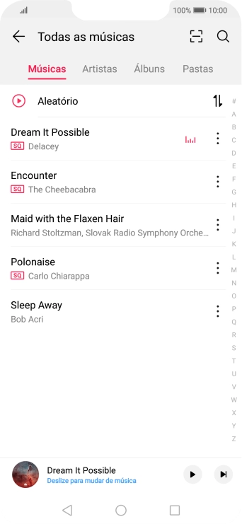 Prima o ficheiro de música pretendido.