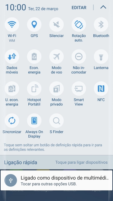 Prima Modo de voo para ativar ou desativar a função.