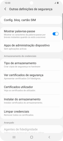 Prima Config. bloq. cartão SIM.