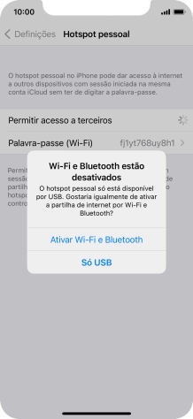 Se o Wi-Fi estiver desativado, prima Ativar Wi-Fi e Bluetooth.
