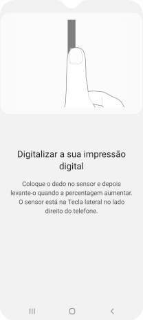 Siga as indicações no ecrã para definir a impressão digital como código de bloqueio.