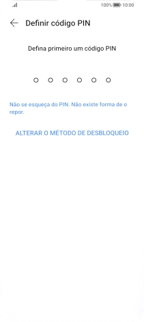 Prima ALTERAR O MÉTODO DE DESBLOQUEIO.