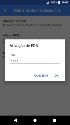 Introduza o código PIN2 e prima OK.