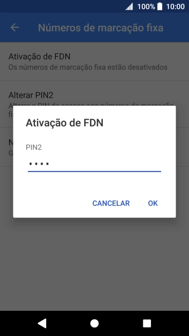 Introduza o código PIN2 e prima OK.