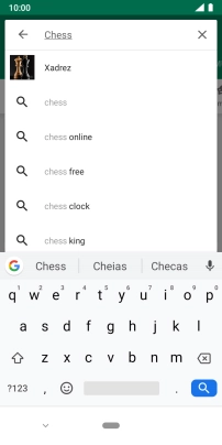 Introduza o nome ou categoria da app pretendida e prima o ícone para pesquisar.