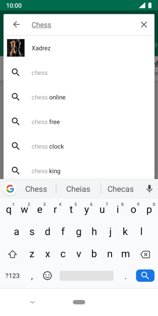 Introduza o nome ou categoria da app pretendida e prima o ícone para pesquisar.