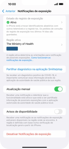 Prima Desativar Notificações de exposição.