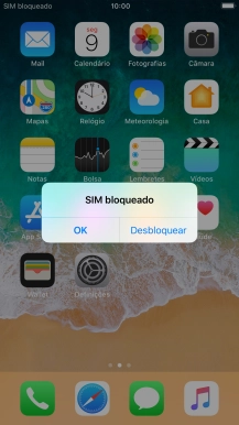 Se o cartão SIM estiver bloqueado, prima Desbloquear.