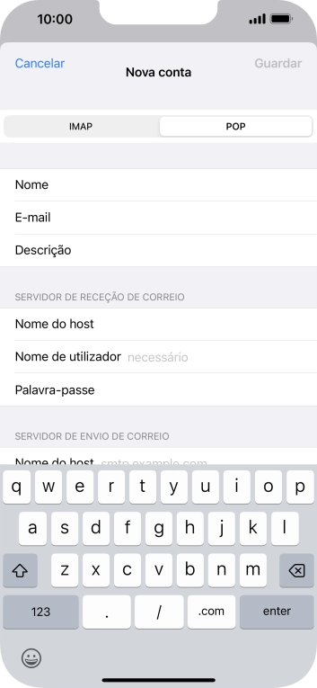 Prima Nome de utilizador e introduza o nome de utilizador da sua conta de e-mail na Vodafone.