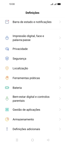 Prima Barra de estado e notificações.