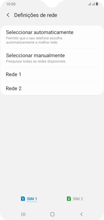 Prima a rede pretendida.