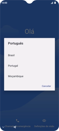Prima a região pretendida.