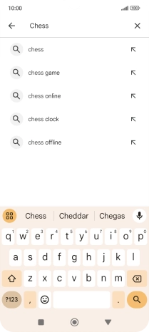 Introduza o nome ou categoria da app pretendida e prima o ícone para pesquisar.