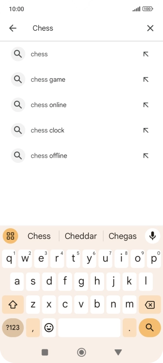 Introduza o nome ou categoria da app pretendida e prima o ícone para pesquisar.